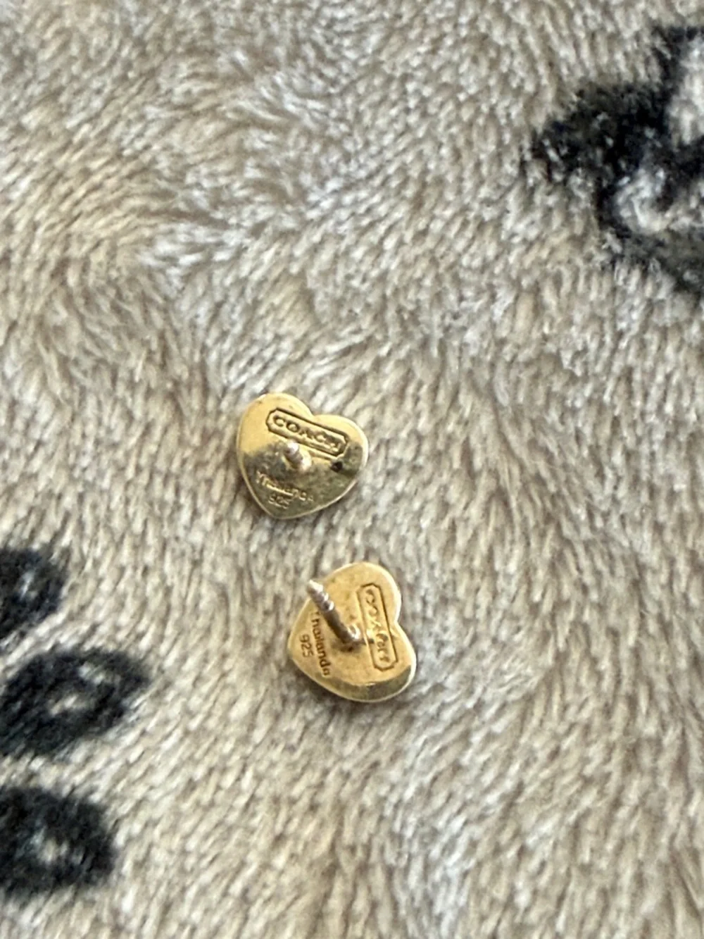COACH Sterling Silver Heart Logo Stud Earrings - Picture 2 of 2